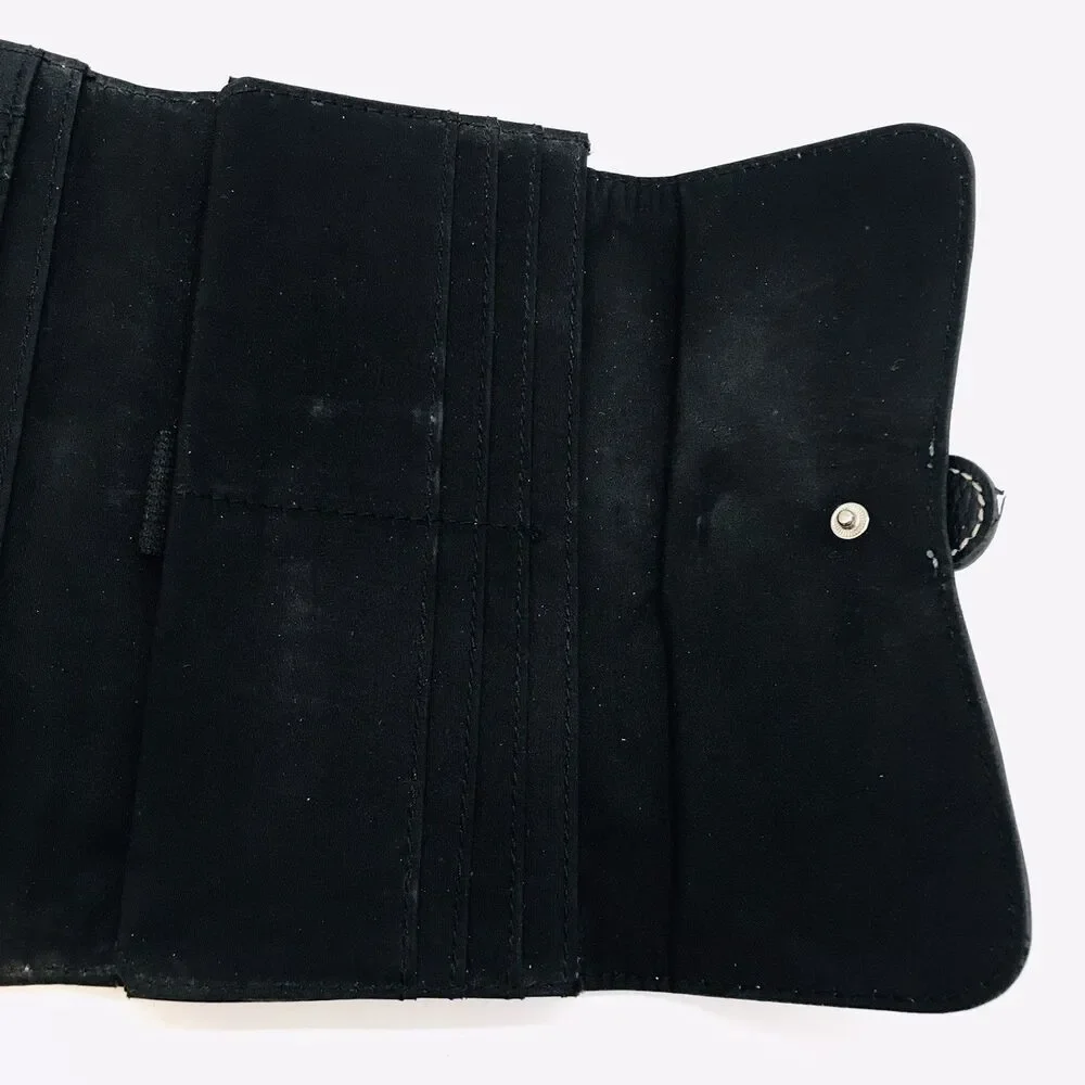 Liz & Co. Black Tri-Fold Wallet with Accent Stitching ID CC Cash Coin 7.5 x 4